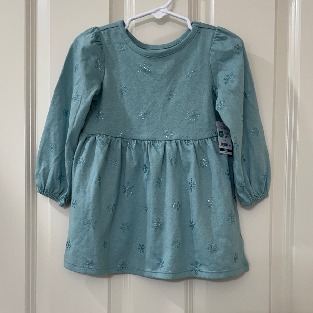 Garanimals Teal Kids Dress with Snowflake Embroidery